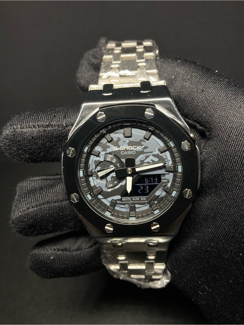 Custom Metal G Shock Camo and Silver GMA 2100 Model